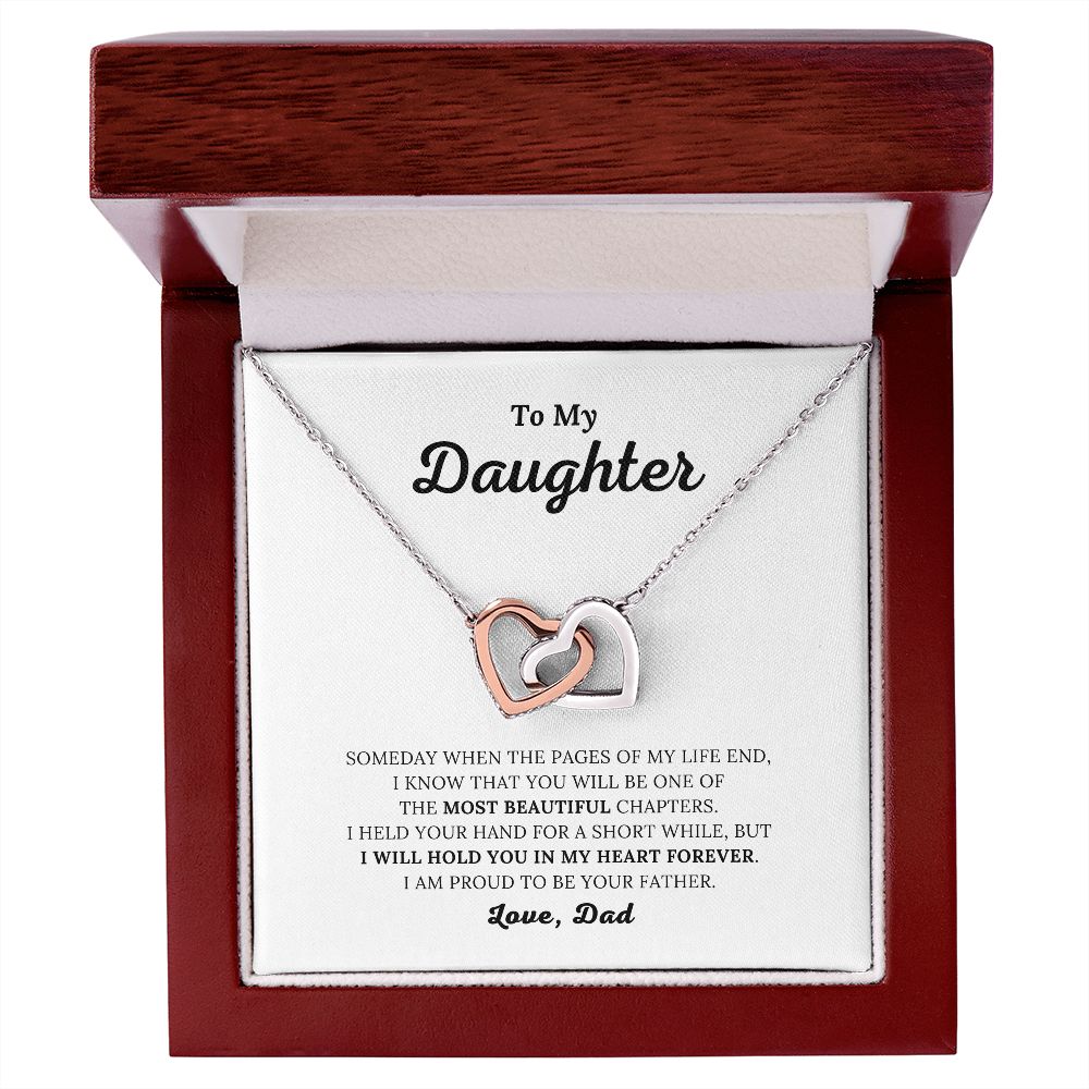 To My Daughter - I Will Hold You In My Heart - Interlocking Hearts Necklace