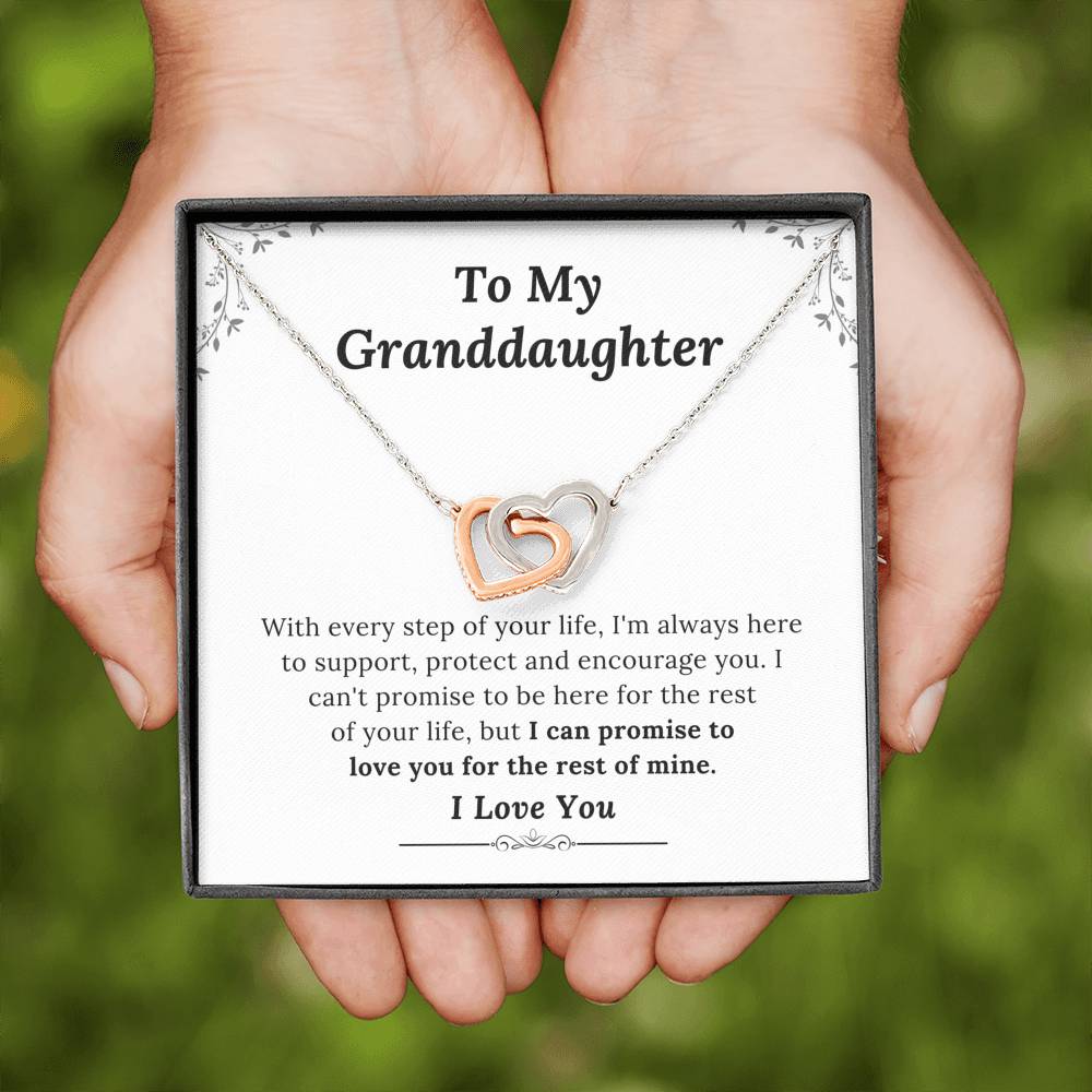 To My Granddaughter - Promise to Love You - Interlocking Hearts Necklace