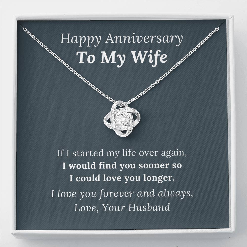 Happy Anniversary To My Wife - Love You Longer - Love Knot Necklace
