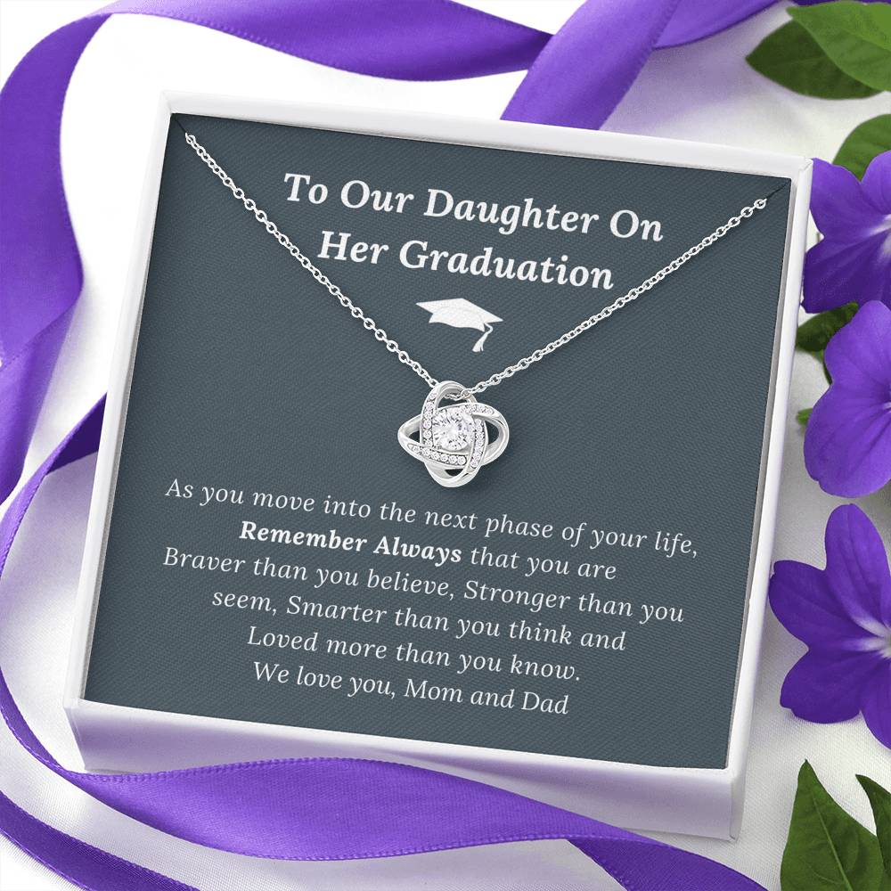 Graduation Gift for Daughter Love Mom & Dad - Love Knot Necklace