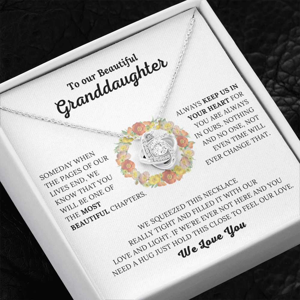 To Our Beautiful Granddaughter - Keep Us In Your Heart - Love Knot Necklace