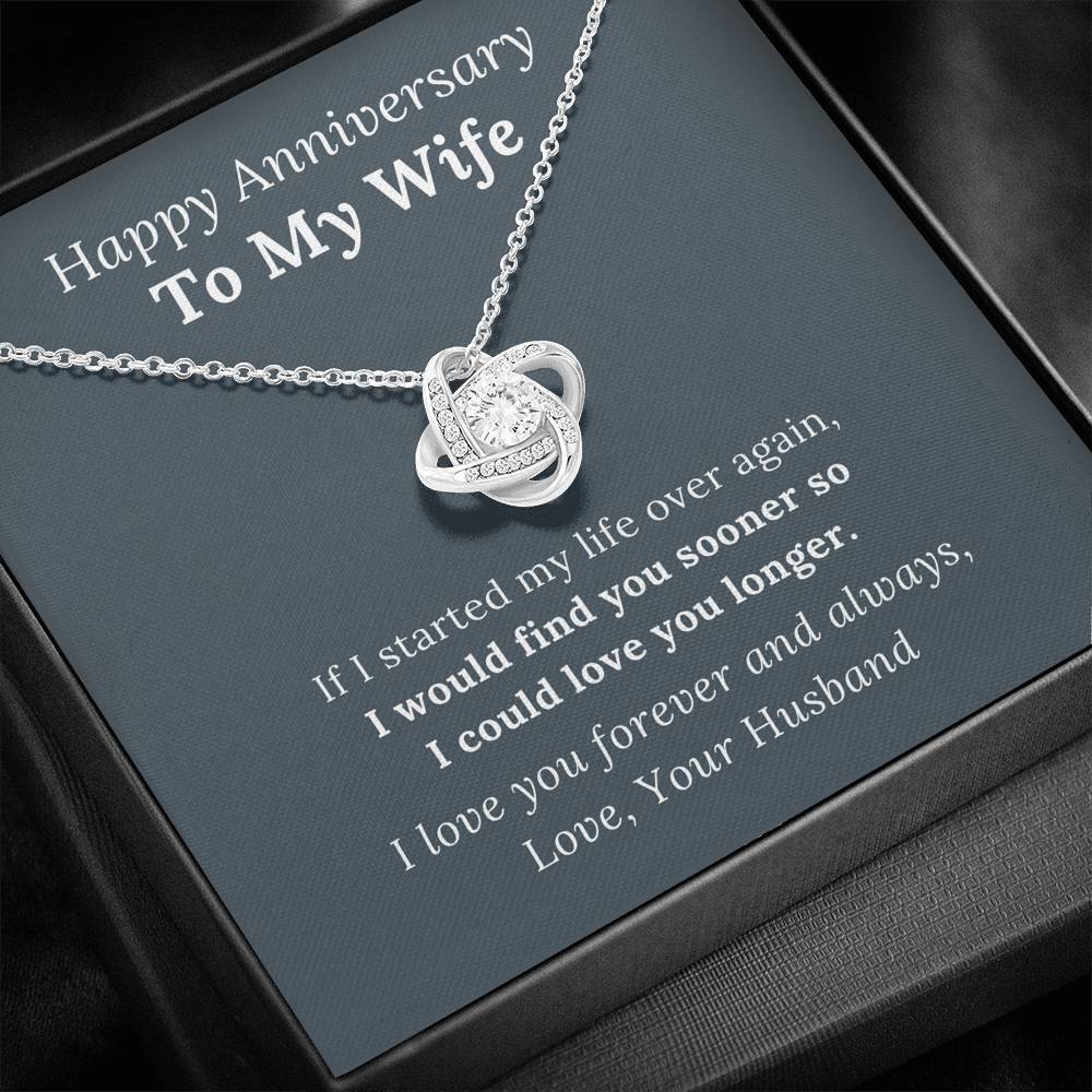 Happy Anniversary To My Wife - Love You Longer - Love Knot Necklace