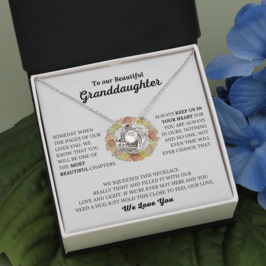 To Our Beautiful Granddaughter - Keep Us In Your Heart - Love Knot Necklace