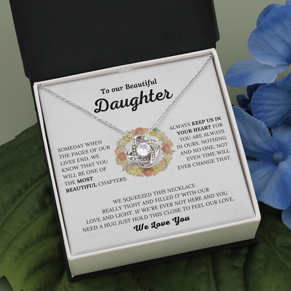 To Our Beautiful Daughter - Keep Us In Your Heart - Love Knot Necklace