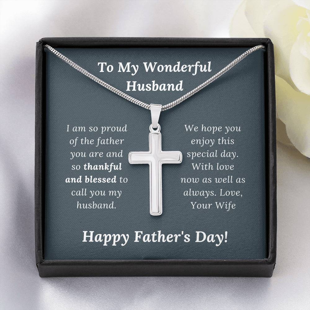 Father's Day Gift for Wonderful Husband Love Wife - Artisan Crafted Cross Necklace