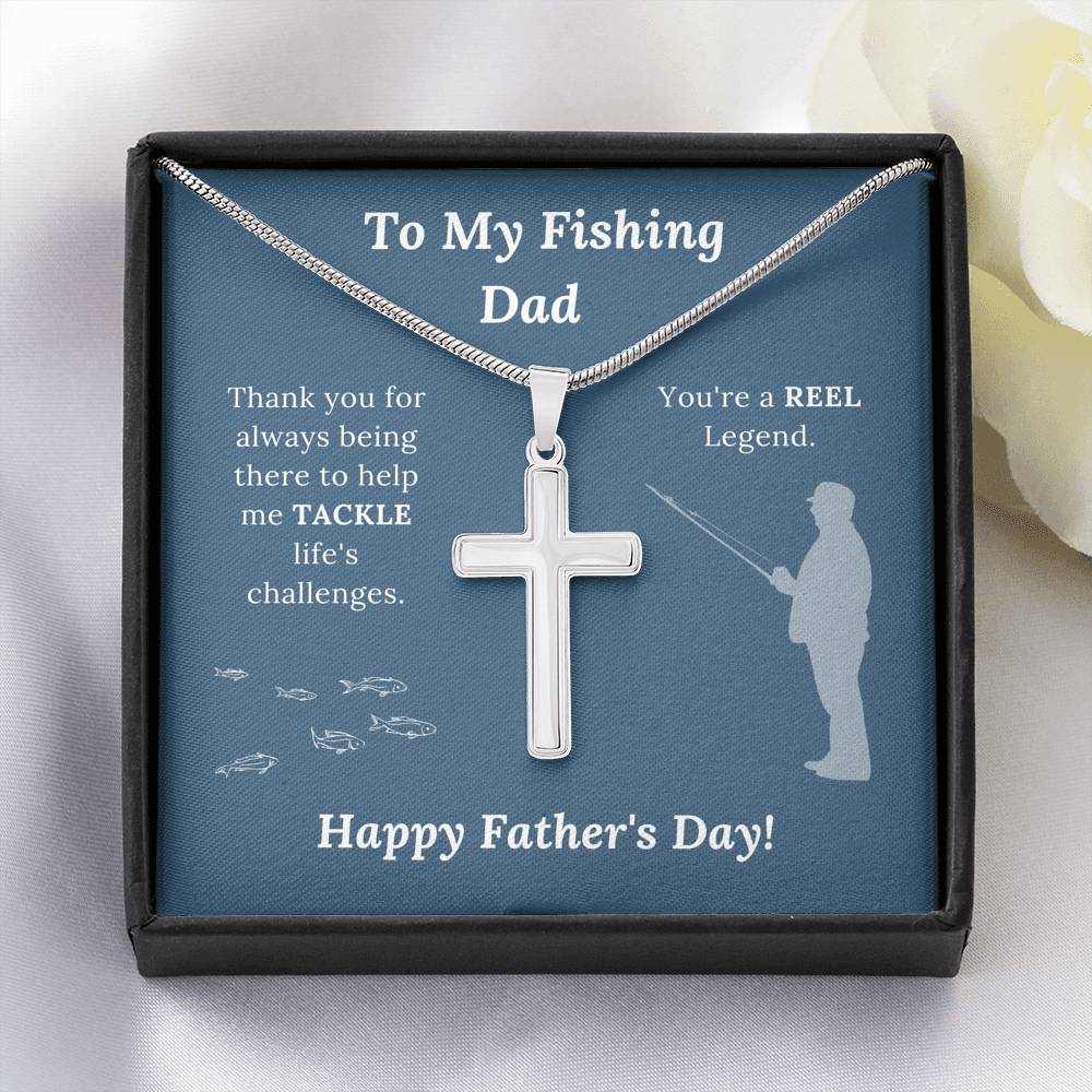 Father's Day Gift for Fishing Dad - Artisan Crafted Cross Necklace