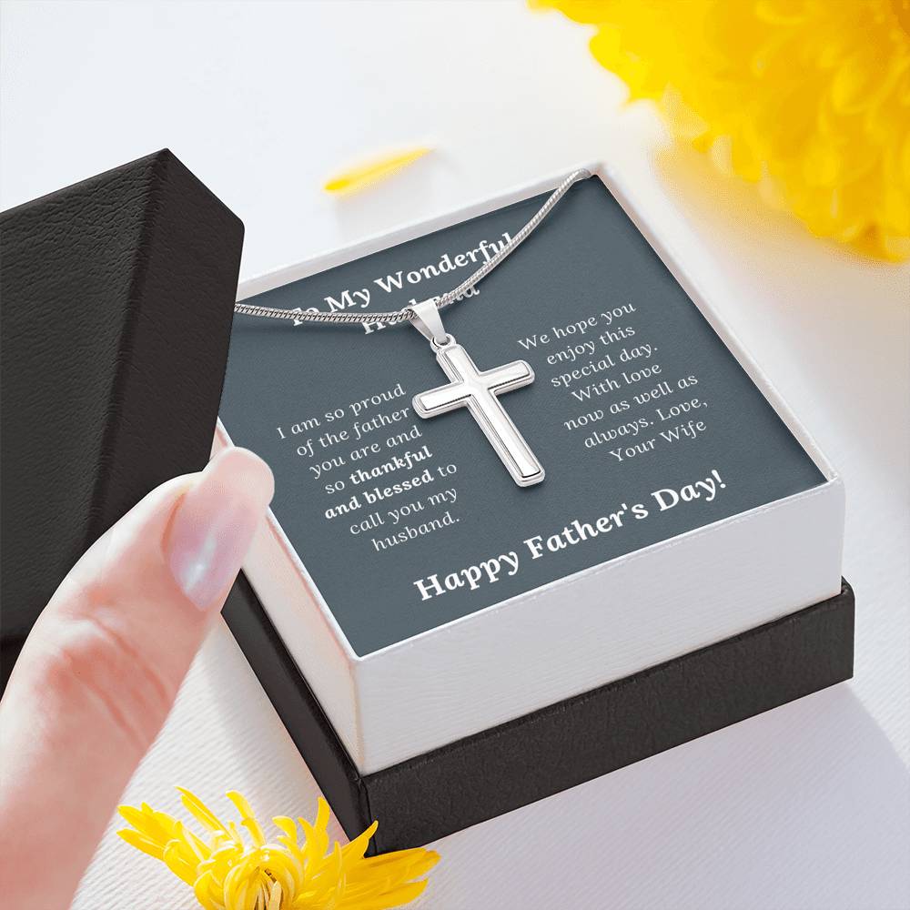 Father's Day Gift for Wonderful Husband Love Wife - Artisan Crafted Cross Necklace
