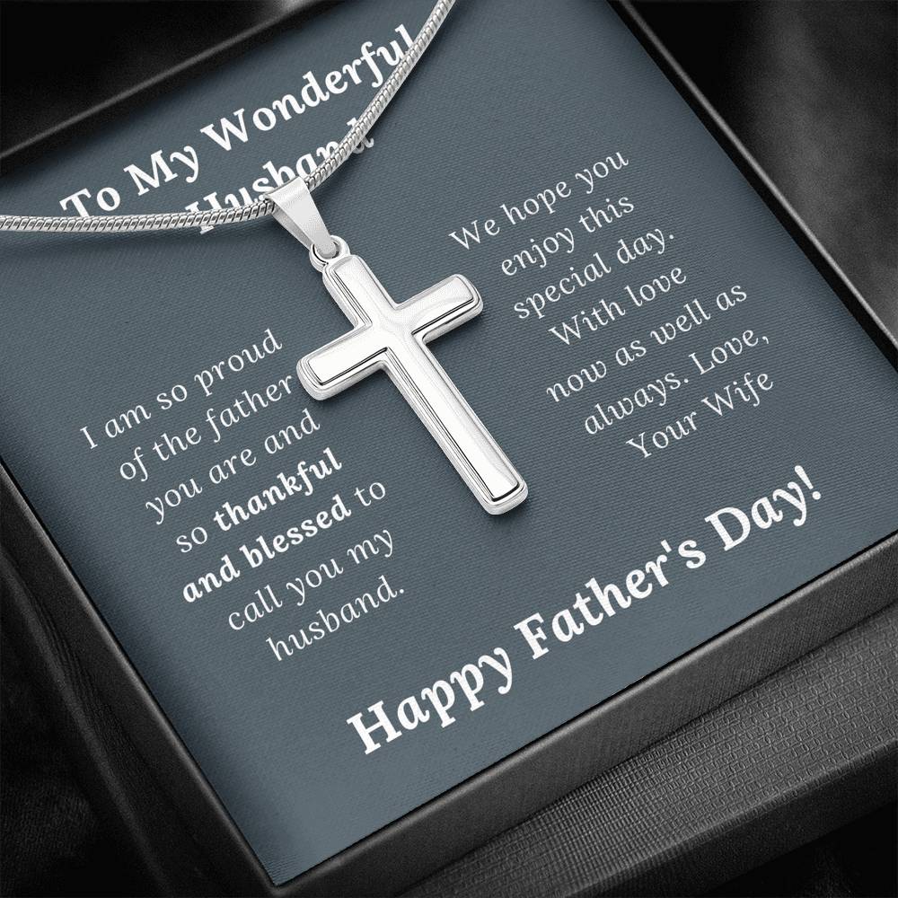 Father's Day Gift for Wonderful Husband Love Wife - Artisan Crafted Cross Necklace