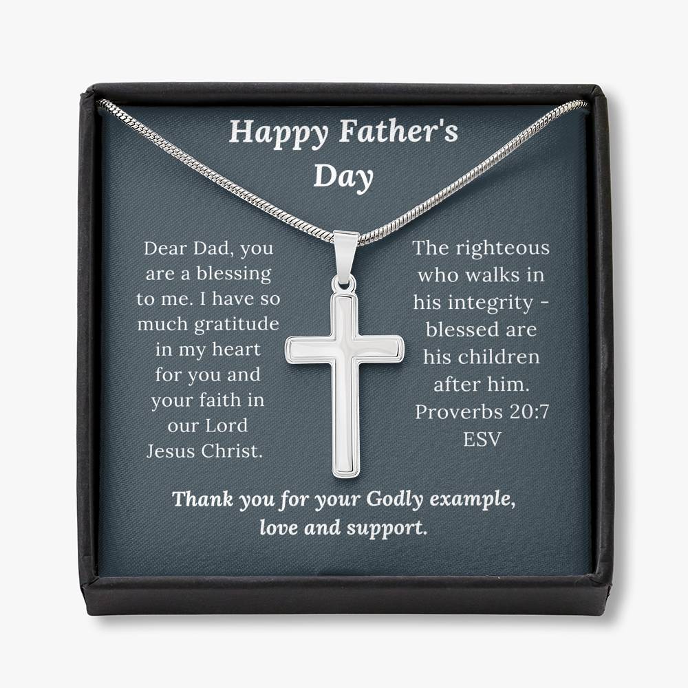 Father's Day Gift - Christian Dad Godly Example - Artisan Crafted Cross Necklace