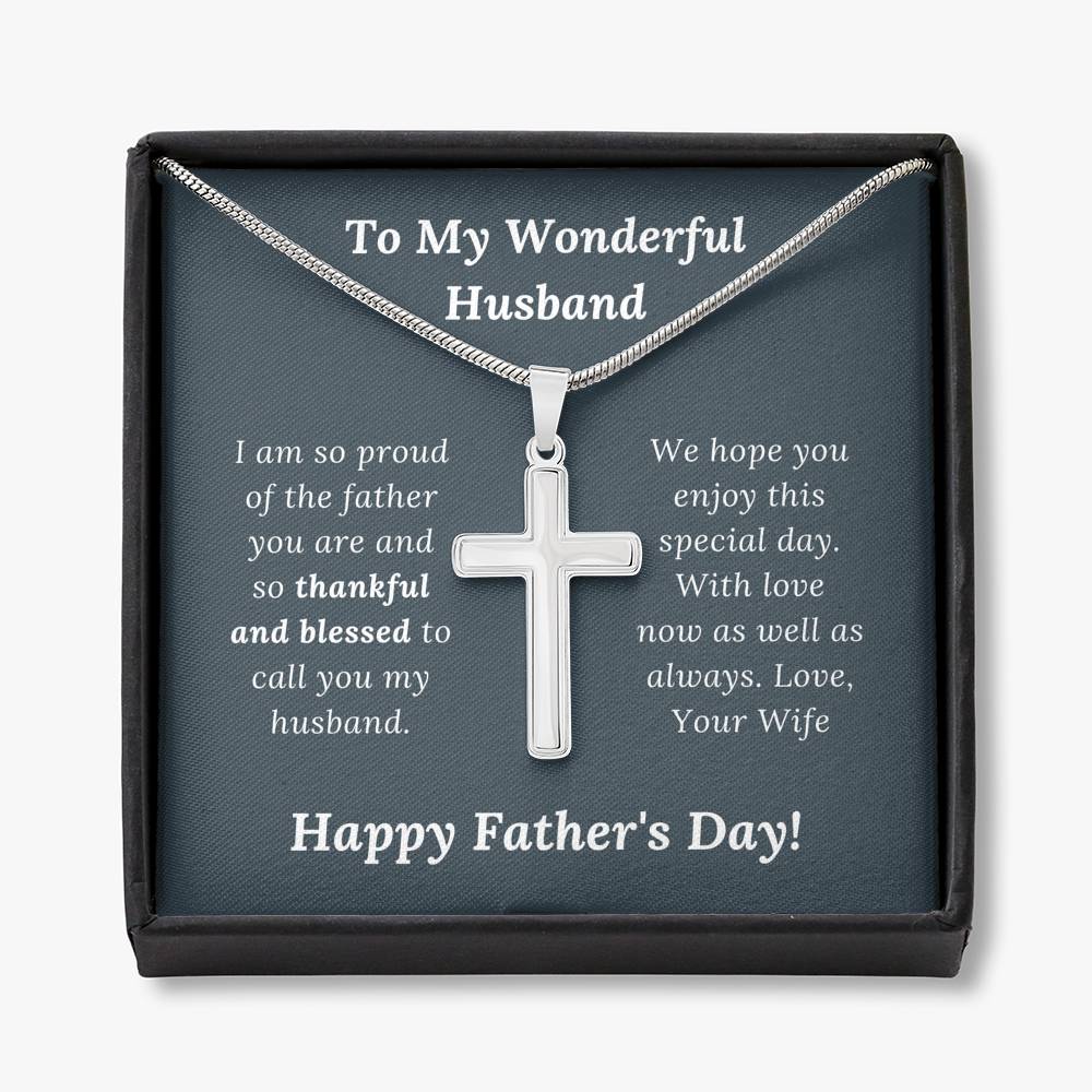 Father's Day Gift for Wonderful Husband Love Wife - Artisan Crafted Cross Necklace