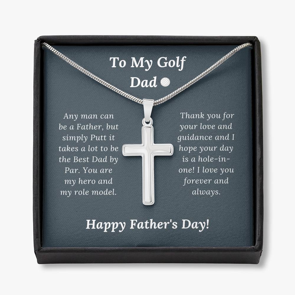 Father's Day Gift for Golf Dad - Best by Par - Artisan Crafted Cross Necklace