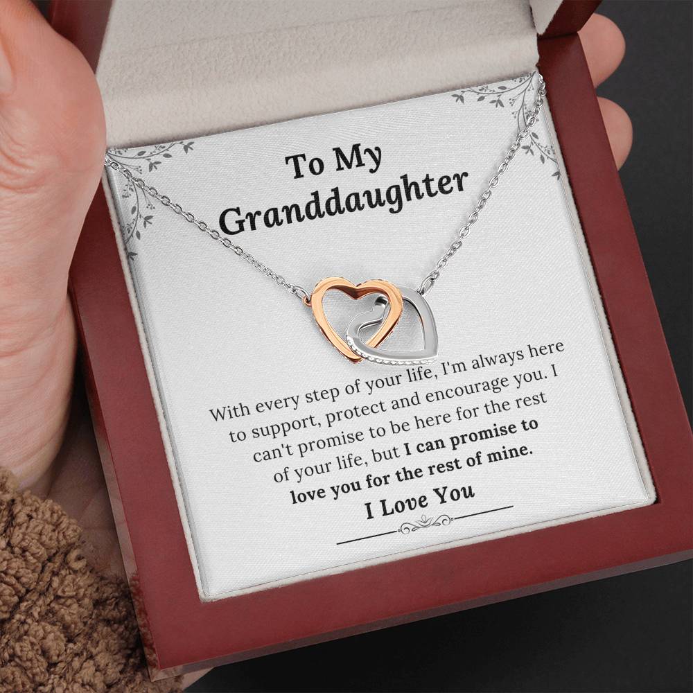 To My Granddaughter - Promise to Love You - Interlocking Hearts Necklace