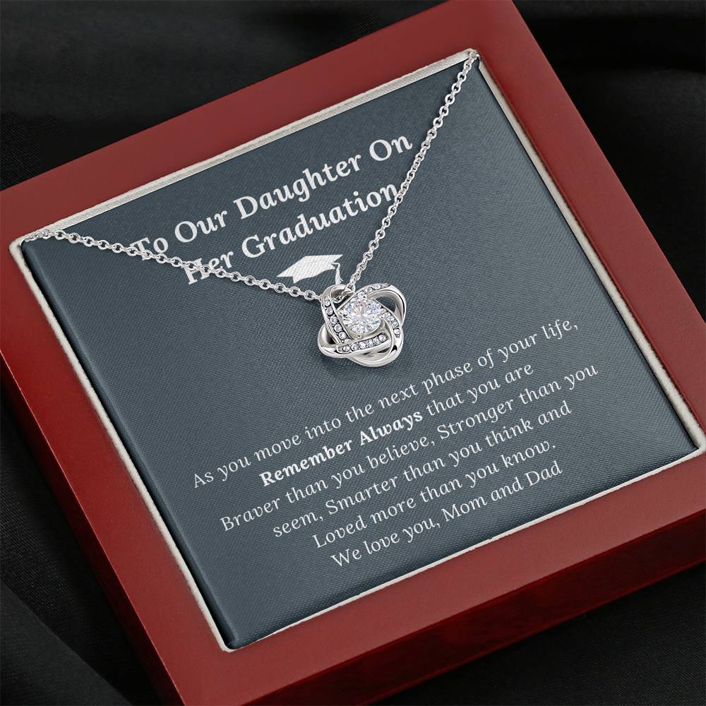 Graduation Gift for Daughter Love Mom & Dad - Love Knot Necklace