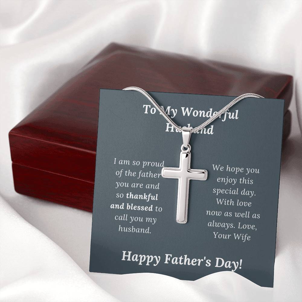 Father's Day Gift for Wonderful Husband Love Wife - Artisan Crafted Cross Necklace